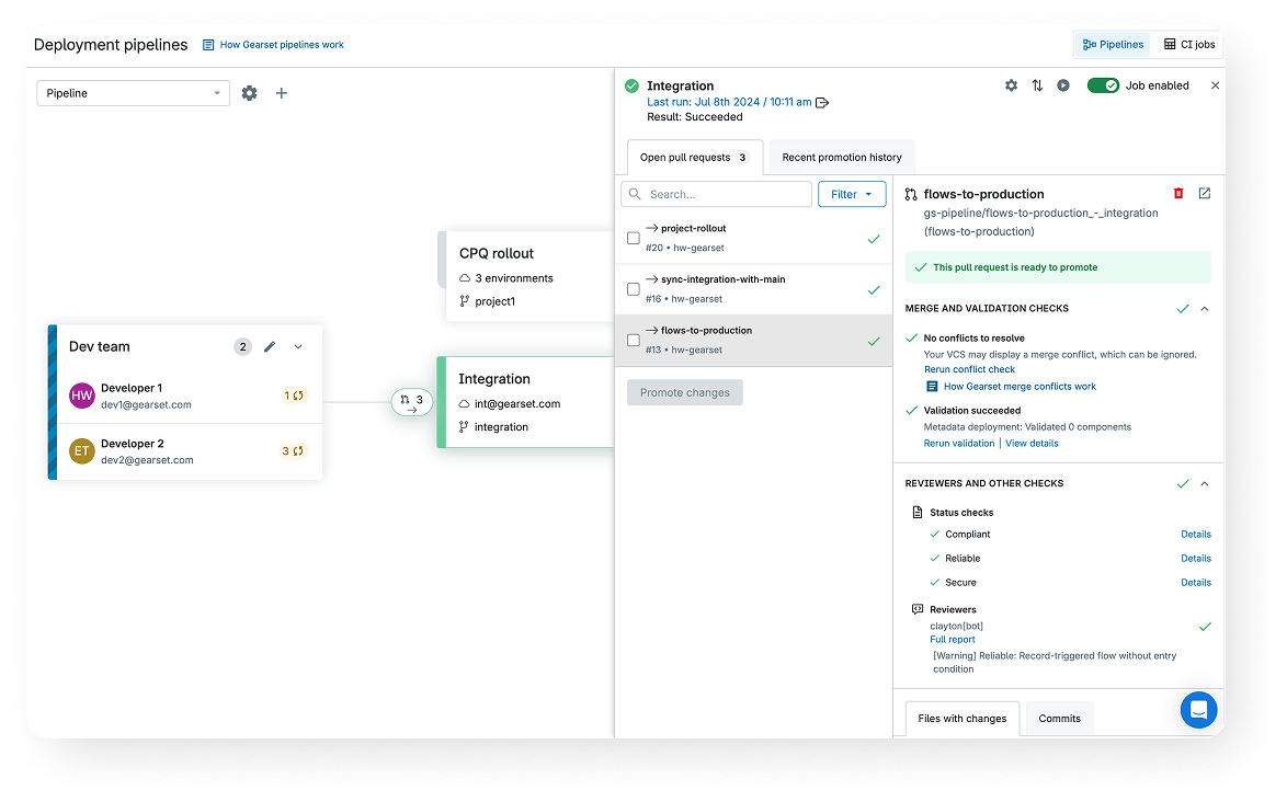 Product screenshot from Gearset — https://gearset.com/solutions/ (product imagery on Gearset's own domain)